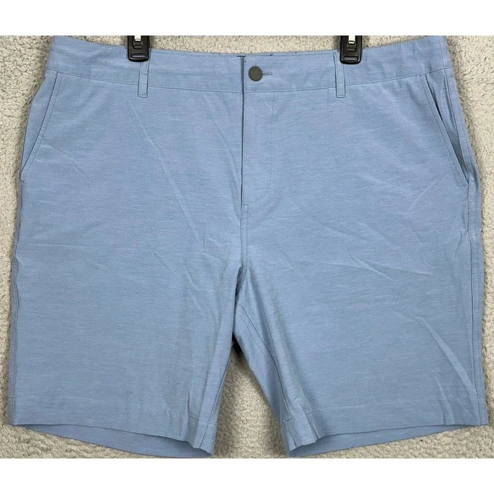 Faherty All Day Shorts Mens 38 Light Blue Hybrid Stretch Quick Dry Flat Front